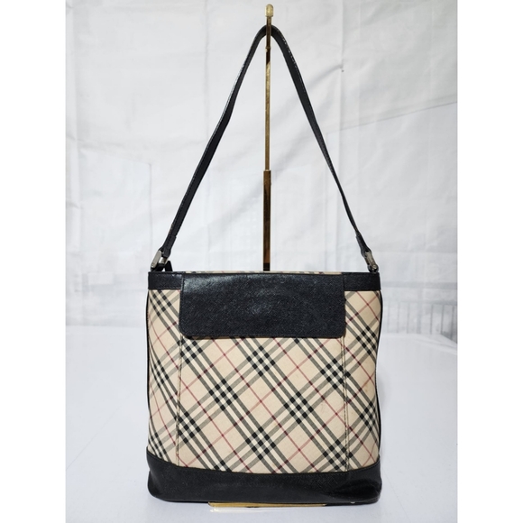 Burberry Vintage Nova Check Canvas Shoulder Bag Beige/Black - Picture 1 of 13